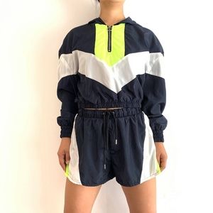 Fashion Nova Navy Windbreaker Jacket set.